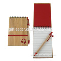 A6 Bamboo Cover Recycled Spiral Notebook with Pen
